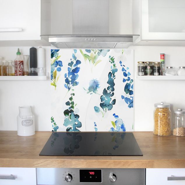 Glass splashback art print Magnificent Flowers In Blue
