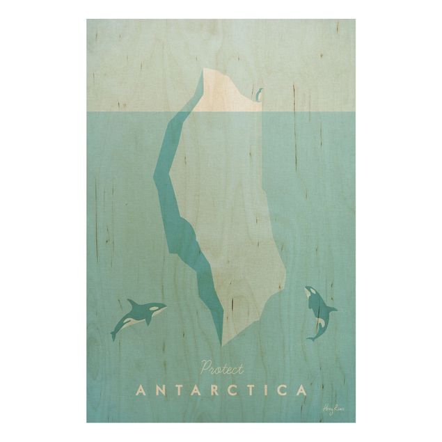 Print on wood - Travel Poster - Antarctica