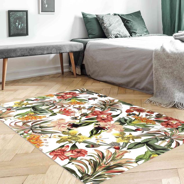 outdoor patio rugs Tropical Flowers
