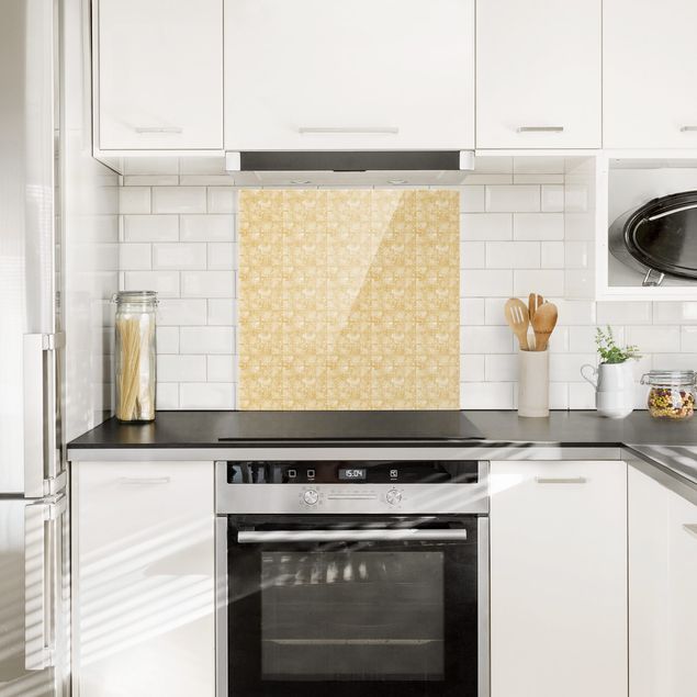 Glass splashback kitchen Vintage Art Deco Pattern Tiles