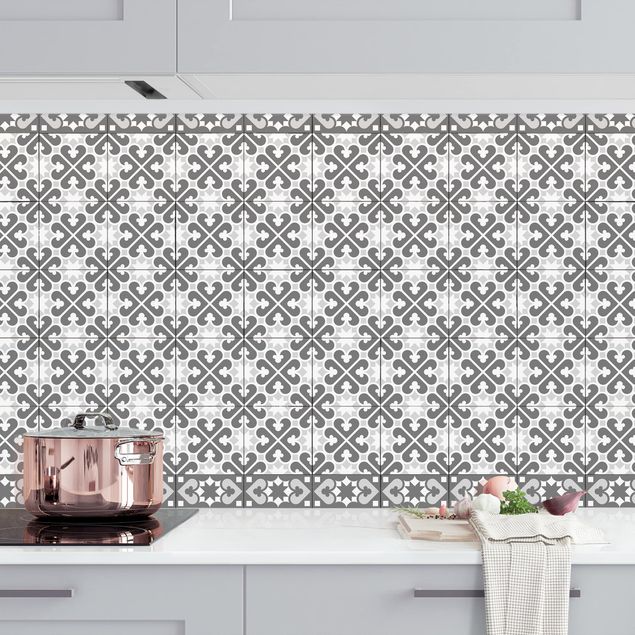 Kitchen splashback patterns Geometrical Tile Mix Hearts Grey