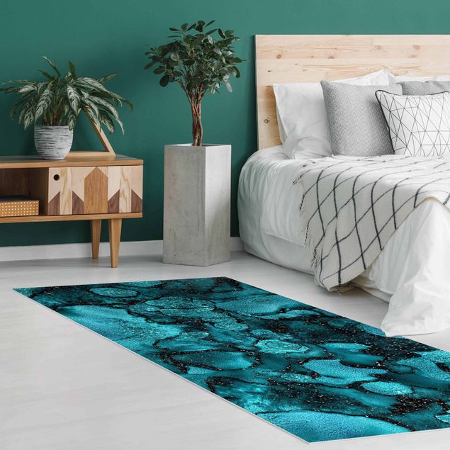 Runner rugs Turquoise Drop With Glitter