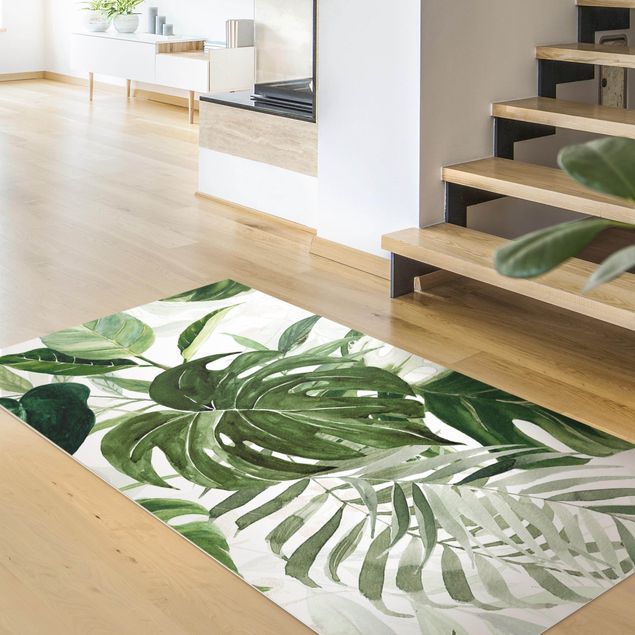 outdoor patio rugs Watercolour Tropical Arrangement With Monstera