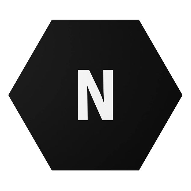 Alu-Dibond hexagon - Letter Black N