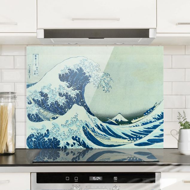 Glass splashback architecture and skylines Katsushika Hokusai - The Great Wave At Kanagawa