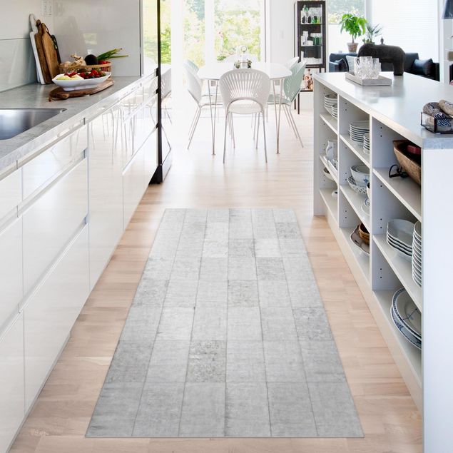 kitchen runner rugs Concrete Brick Look Gray