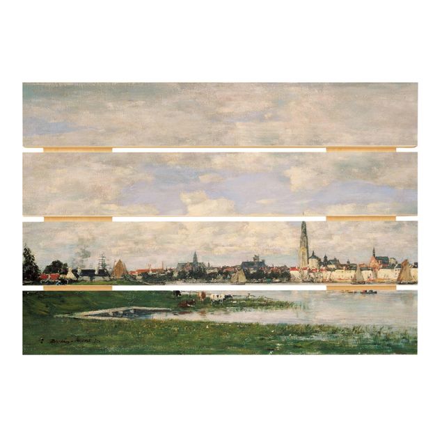 Print on wood - Eugène Boudin - View of Antwerp
