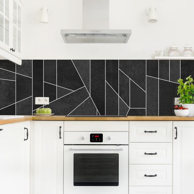 Kitchen splashbacks Black And White Geometric Watercolour