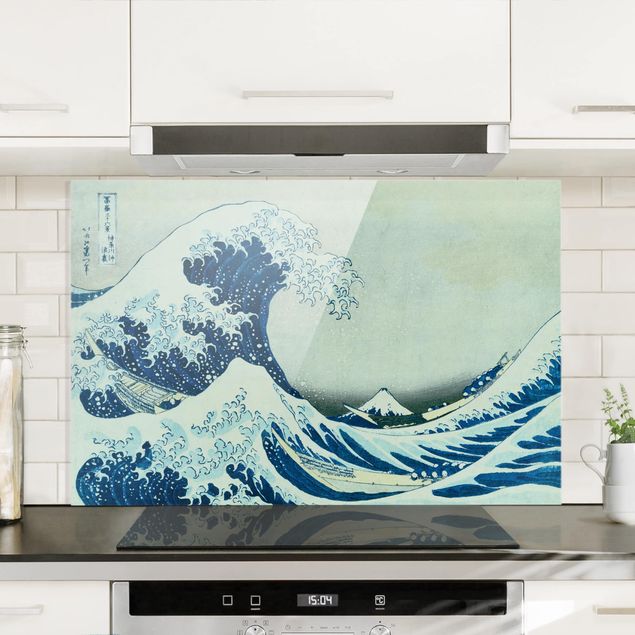 Glass splashback architecture and skylines Katsushika Hokusai - The Great Wave At Kanagawa