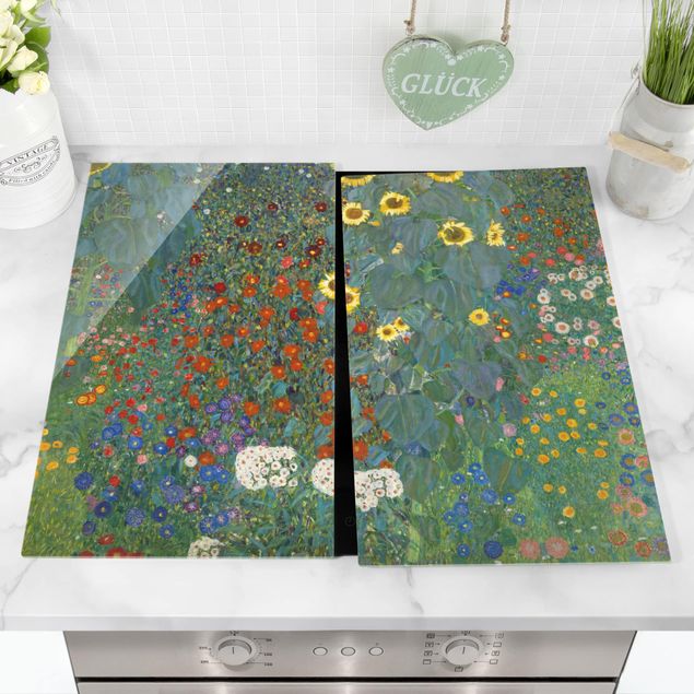 Glass stove top cover - Gustav Klimt - Garden Sunflowers