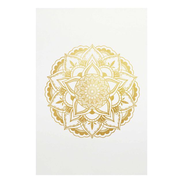 Glass print - Mandala Illustration Ornament White Black