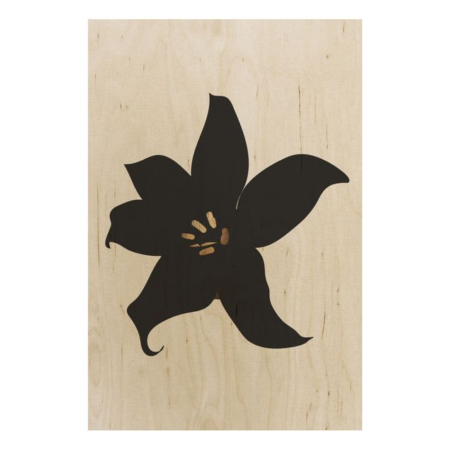 Print on wood - Graphical Plant World - Orchid Black And Gold