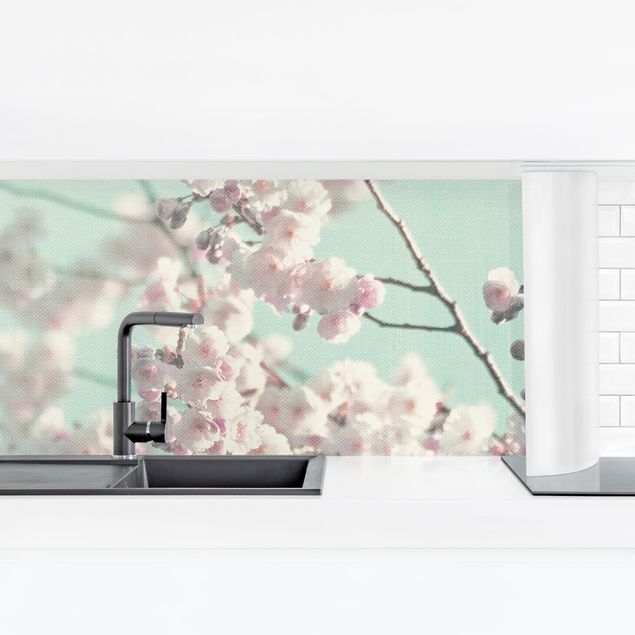 Kitchen wall cladding - Dancing Cherry Blossoms On Canvas