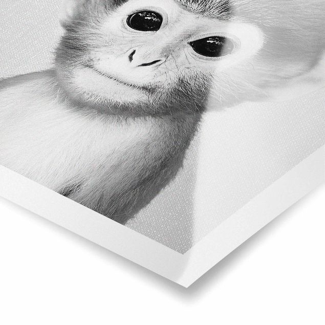 Poster art print - Baby Monkey Anton Black And White