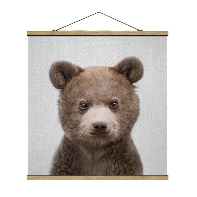 Fabric print with poster hangers - Baby Bear Bruno - Square 1:1