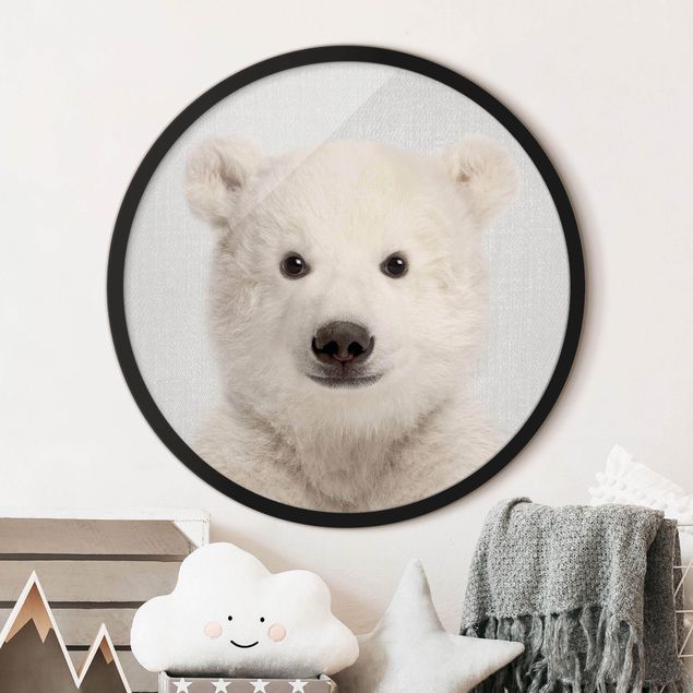 Framed prints round Baby Polar Bear Emil