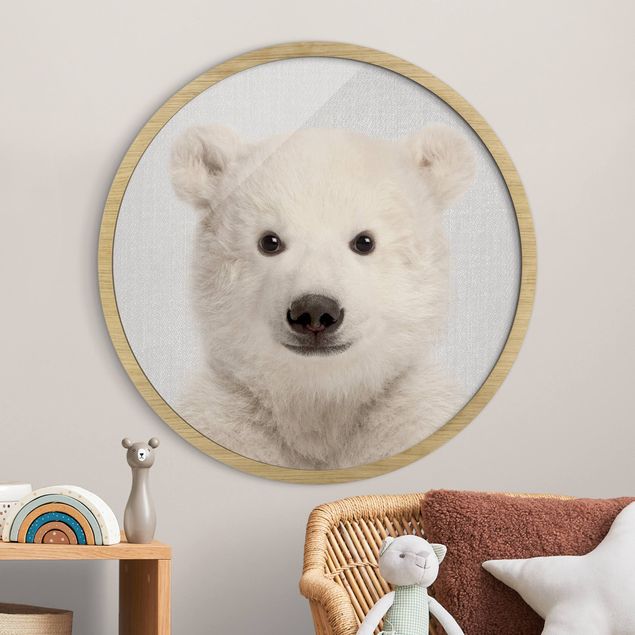 Framed prints round Baby Polar Bear Emil