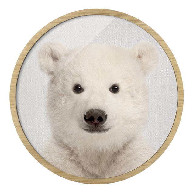Circular framed print - Baby Polar Bear Emil