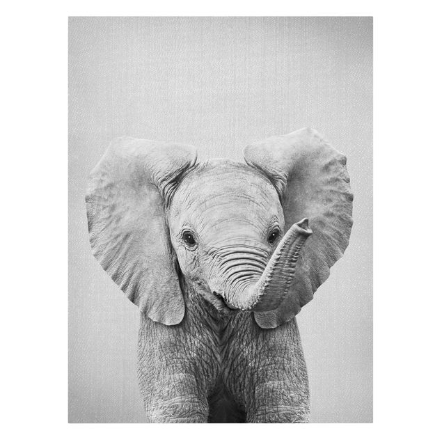 Canvas print - Baby Elephant Elsa Black And White - Portrait format 3:4