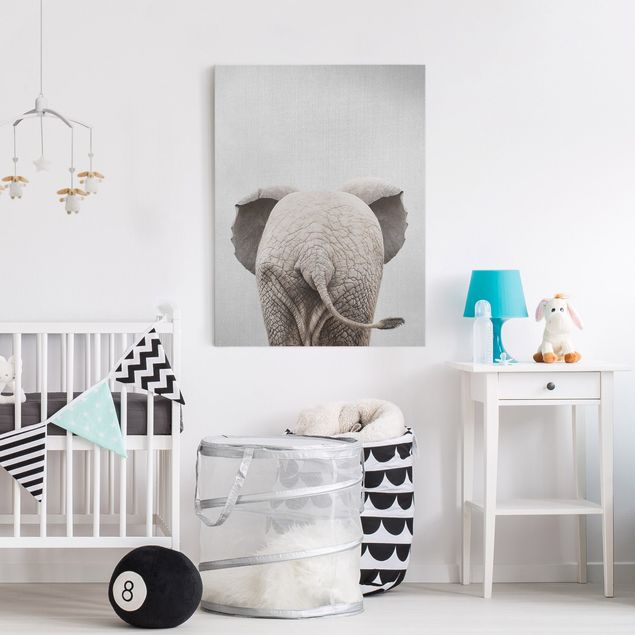 Canvas print - Baby Elephant From Behind - Portrait format 3:4