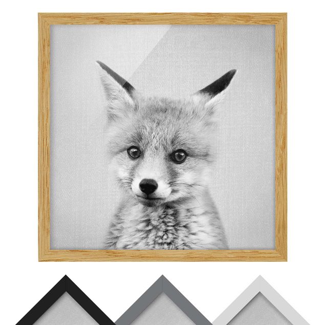 Framed poster - Baby Fox Fritz Black And White