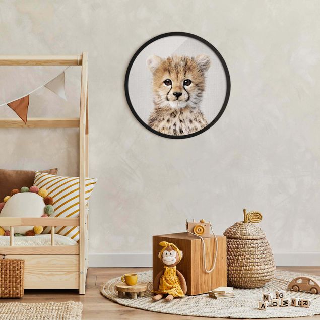 Circular framed print - Baby Cheetah Gino
