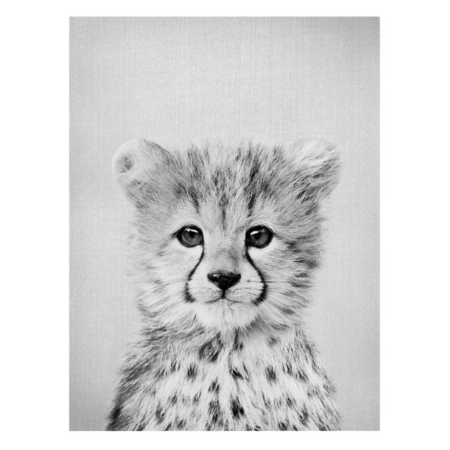 Canvas print - Baby Cheetah Gino Black And White - Portrait format 3:4
