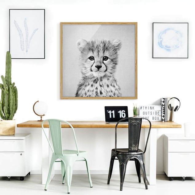 Framed poster - Baby Cheetah Gino Black And White