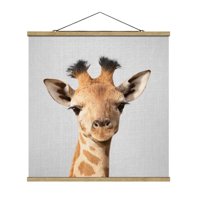 Fabric print with poster hangers - Baby Giraffe Gandalf - Square 1:1