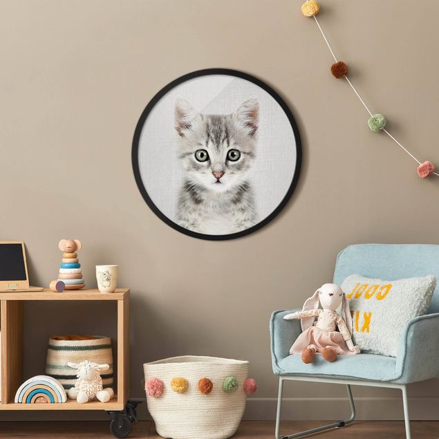 Circular framed print - Baby Cat Killi