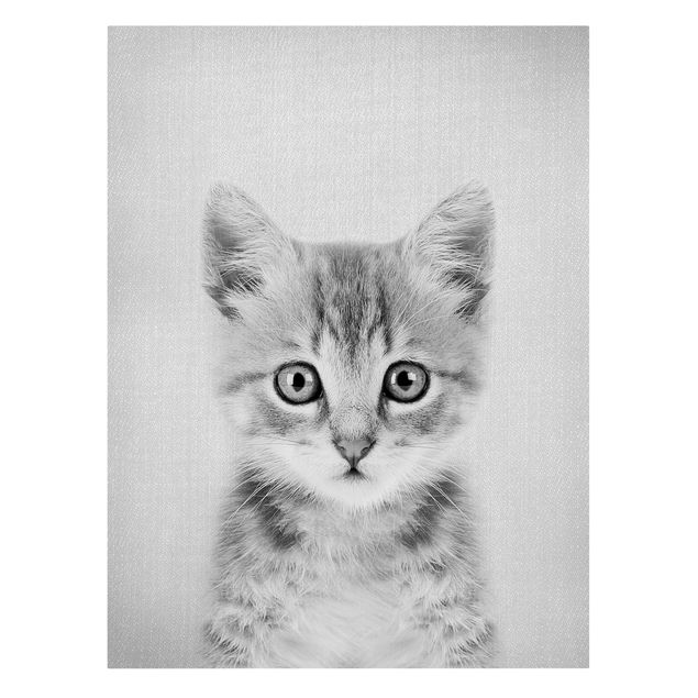 Canvas print - Baby Cat Killi Black And White - Portrait format 3:4