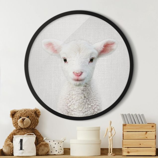 Framed prints round Baby Lamb Lina