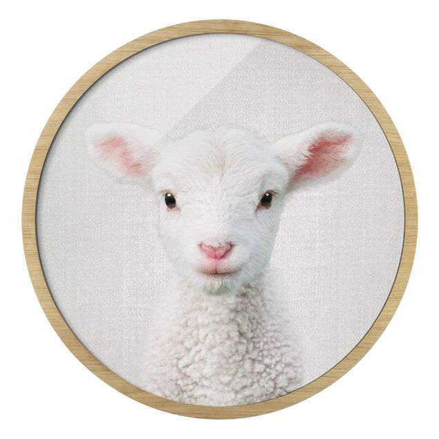 Circular framed print - Baby Lamb Lina