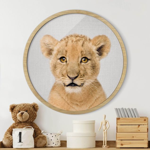 Framed prints round Baby Lion Luca