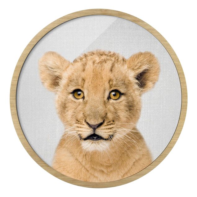 Circular framed print - Baby Lion Luca