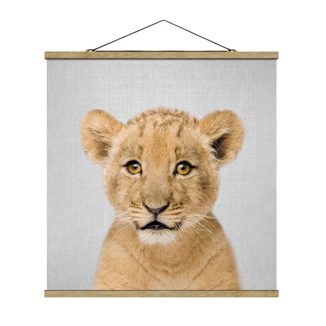 Fabric print with poster hangers - Baby Lion Luca - Square 1:1