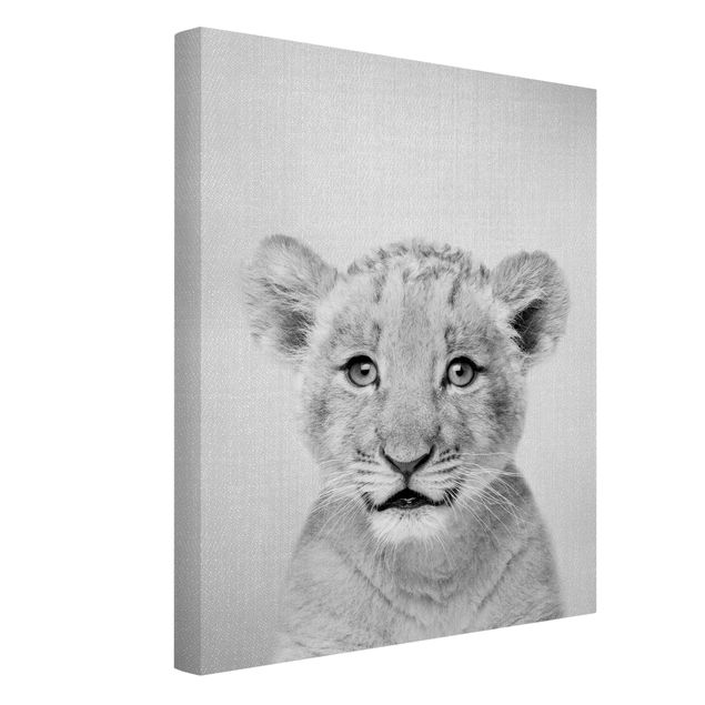 Canvas print - Baby Lion Luca Black And White - Portrait format 3:4