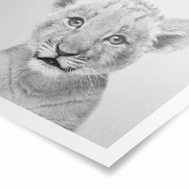 Poster art print - Baby Lion Luca Black And White
