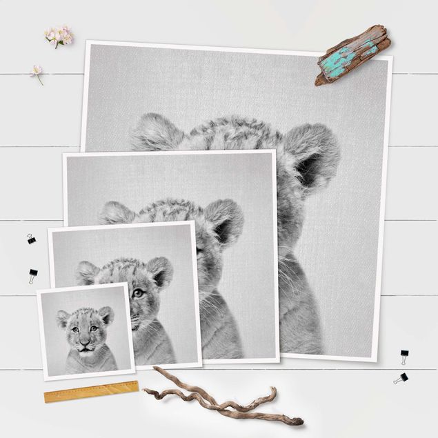 Poster art print - Baby Lion Luca Black And White