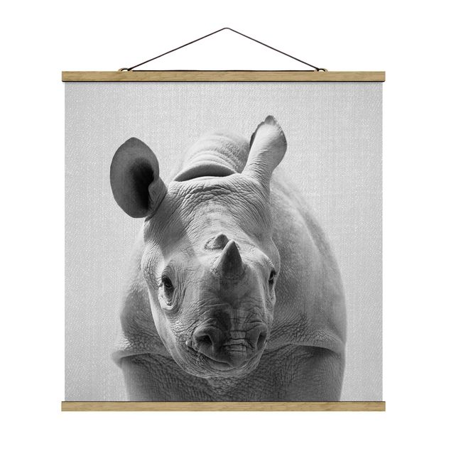 Poster art print - Baby Rhinoceros Nina Black And White