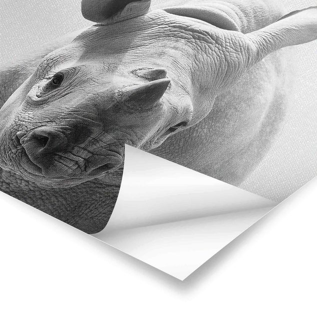 Poster art print - Baby Rhinoceros Nina Black And White