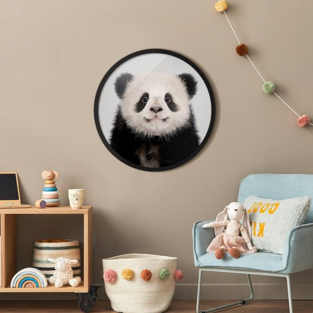 Circular framed print - Baby Panda Prian