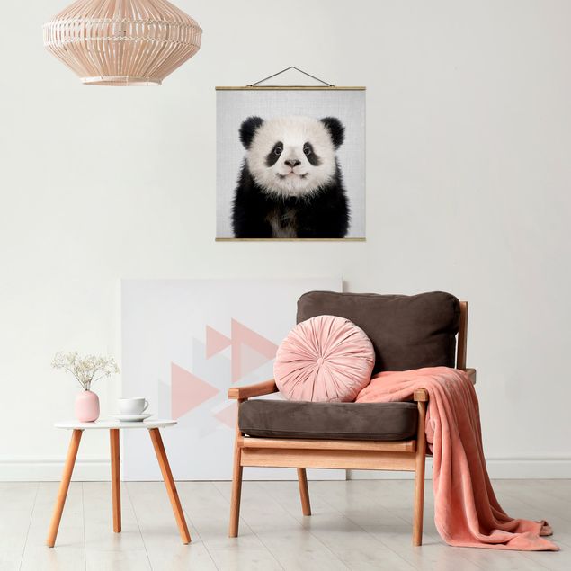Fabric print with poster hangers - Baby Panda Prian - Square 1:1
