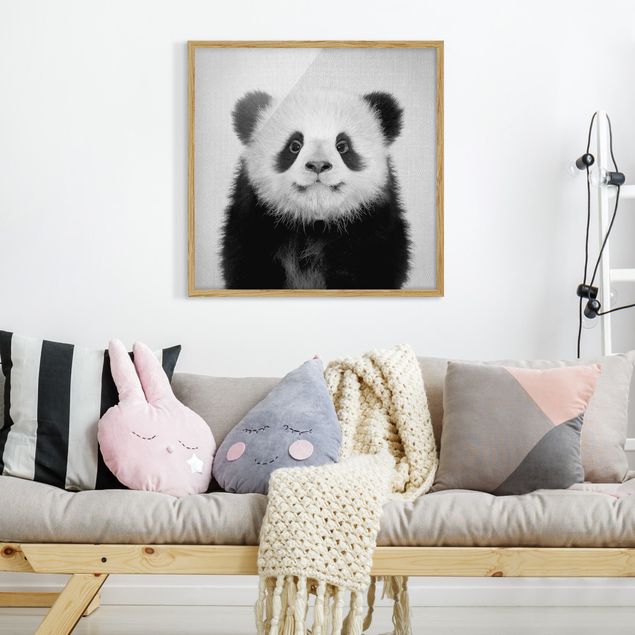 Framed poster - Baby Panda Prian Black And White