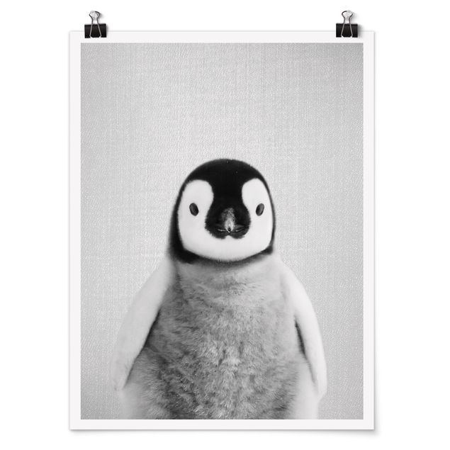 Poster art print - Baby Penguin Pepe Black And White