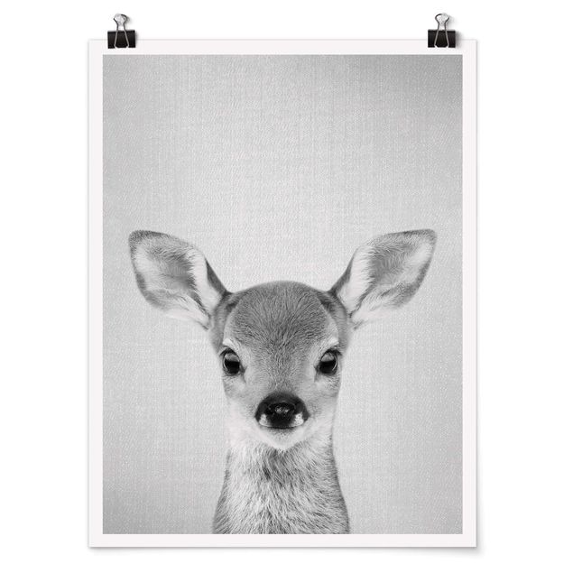 Poster art print - Baby Roe Deer Romy Black And White