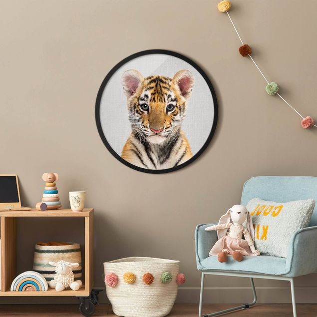 Circular framed print - Baby Tiger Thor