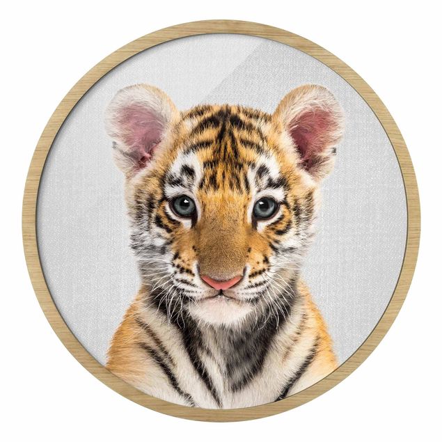 Circular framed print - Baby Tiger Thor