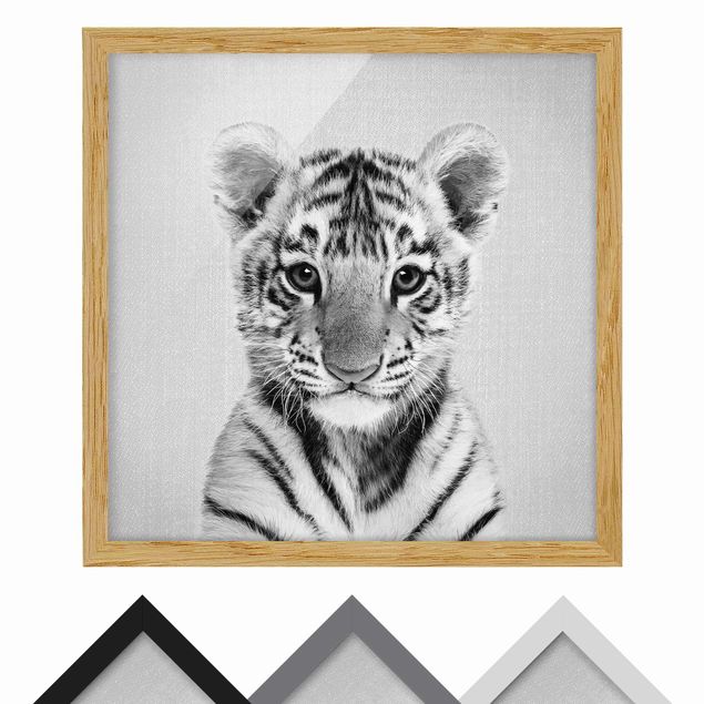 Framed poster - Baby Tiger Thor Black And White