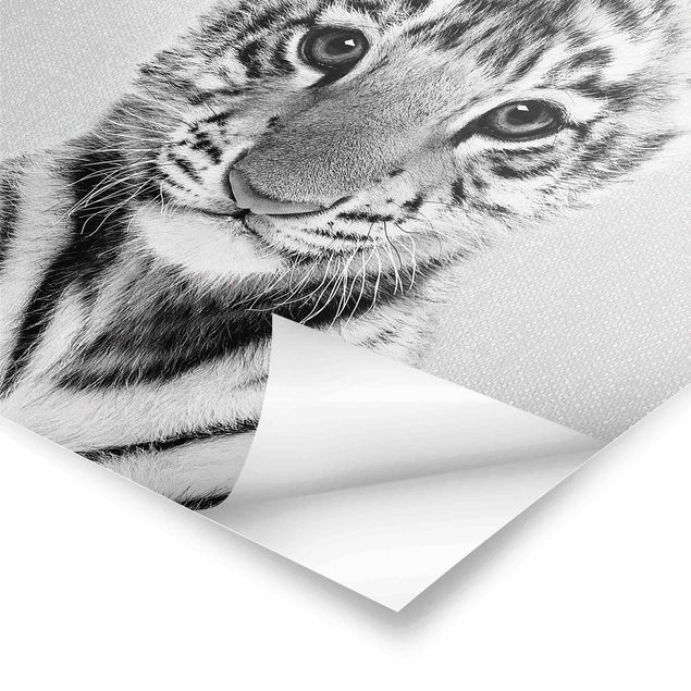 Poster art print - Baby Tiger Thor Black And White